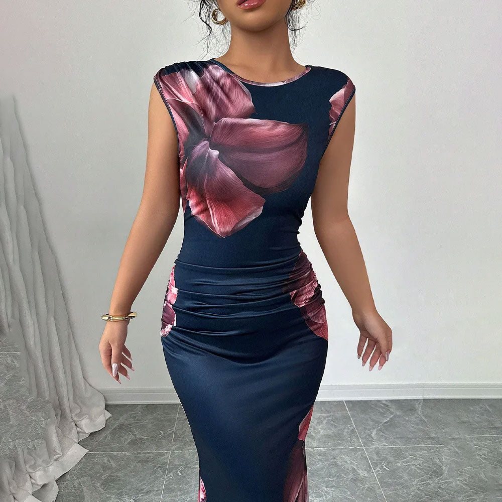 Sleeveless O-Neck Bodycon Maxi Dress