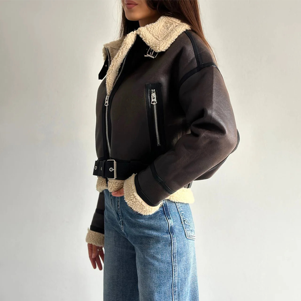 Lapel Belted Street-Style Jacket