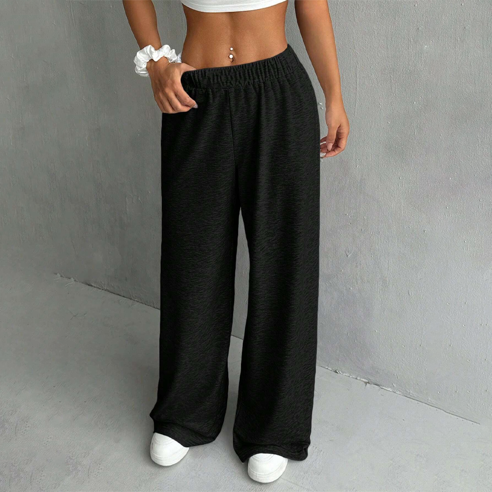 Vintage Elastic Waist Straight-Leg Pants