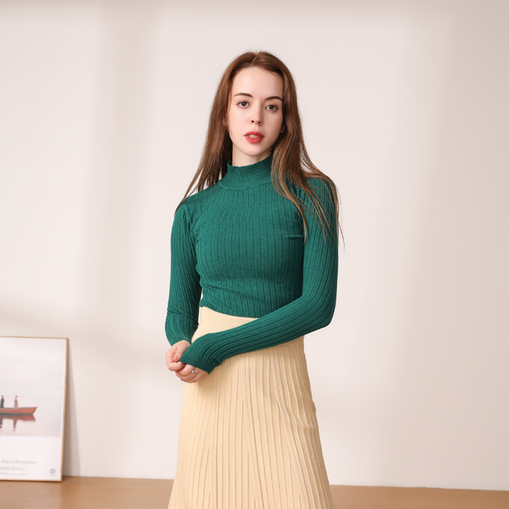 Cropped Knit Long-Sleeve Sweater
