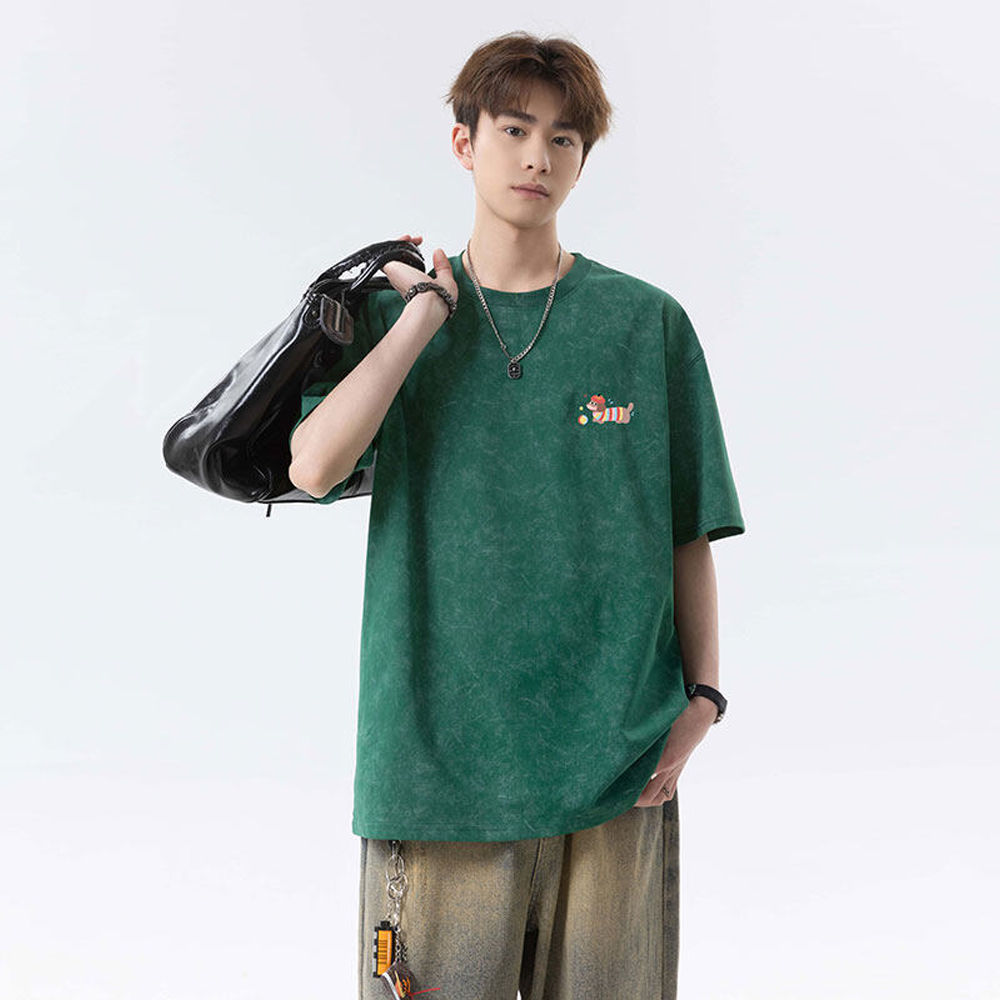 Oversized Distress Dog-Print Cotton T-Shirt