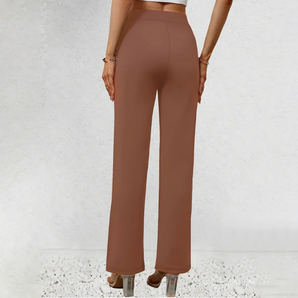 High-Waist Straight Slim Pants