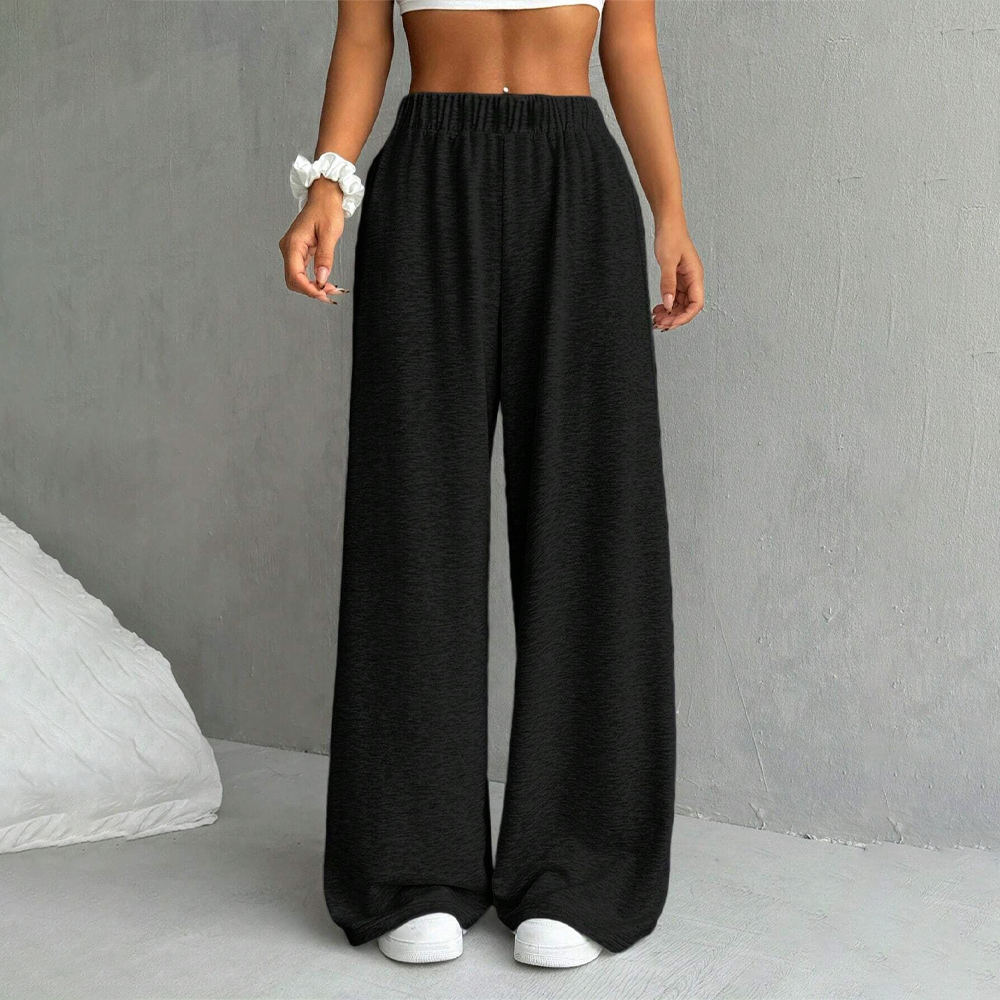 Vintage Elastic Waist Straight-Leg Pants