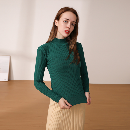 Cropped Knit Long-Sleeve Sweater