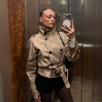 Cropped Trench Jacket With Belt