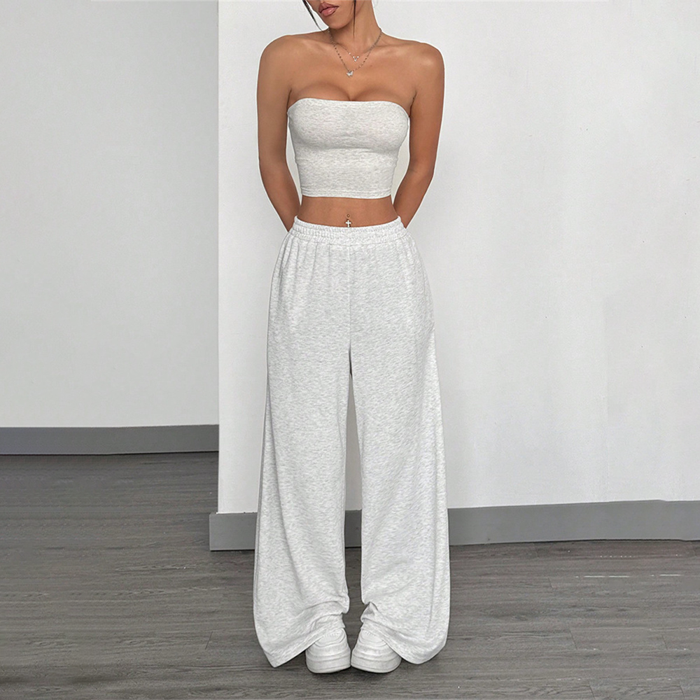 Vintage Elastic Waist Straight-Leg Pants