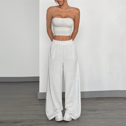 Vintage Elastic Waist Straight-Leg Pants