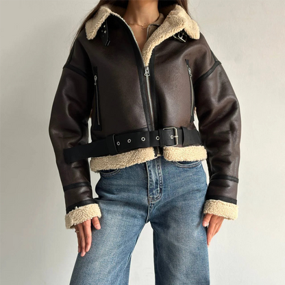 Lapel Belted Street-Style Jacket
