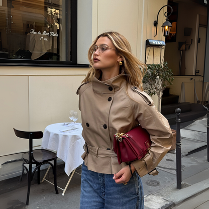 Cropped Trench Jacket With Belt