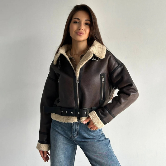 Lapel Belted Street-Style Jacket